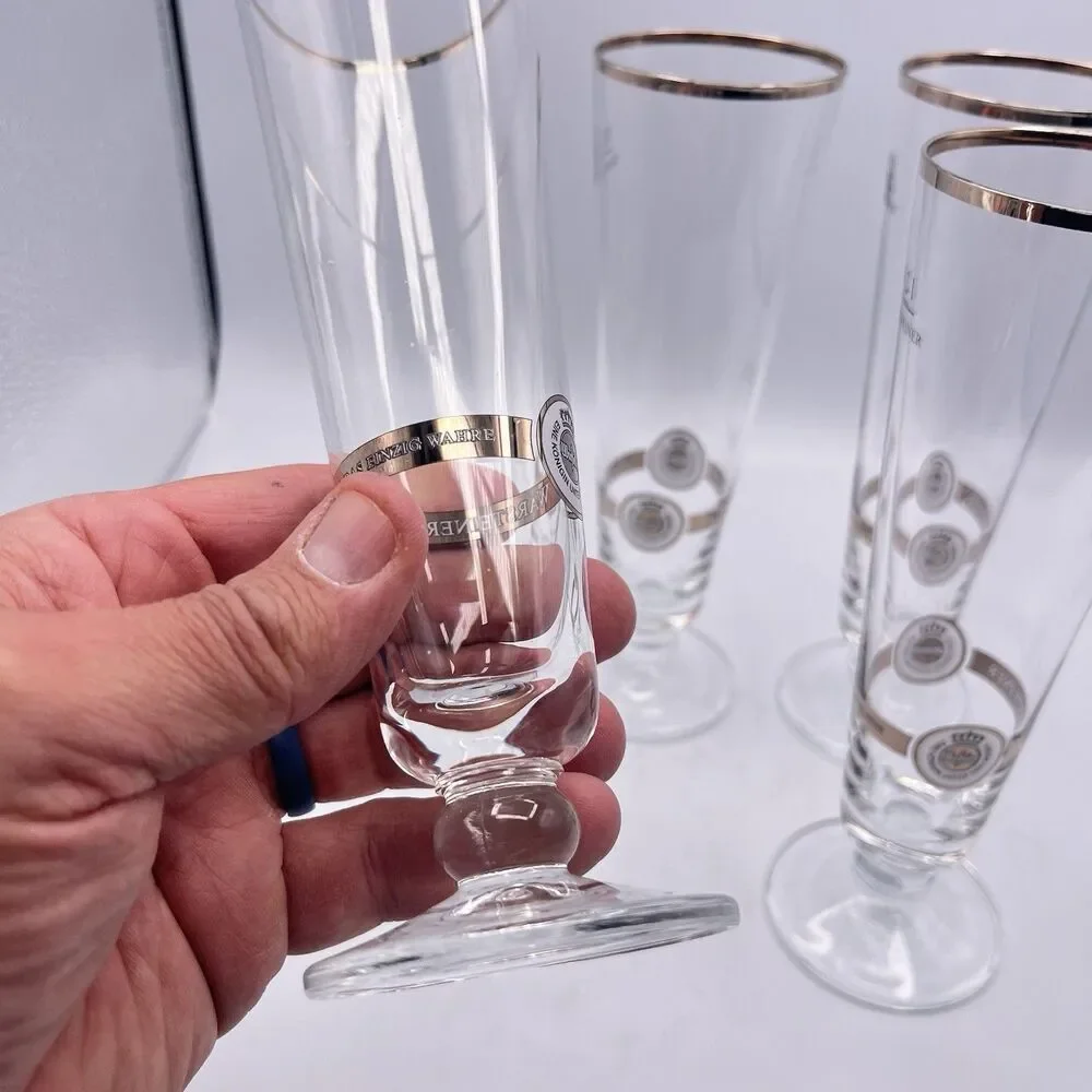 Vintage German 8” .2L Warsteiner pilsner Glasses